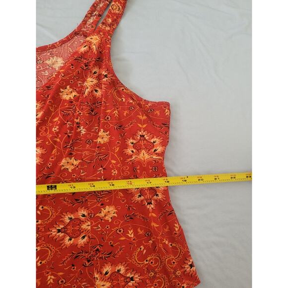 IDYLLWIND Paisley Print Button Up Cropped Tank Top Size L Red Western Boho Y2k - Picture 6 of 8